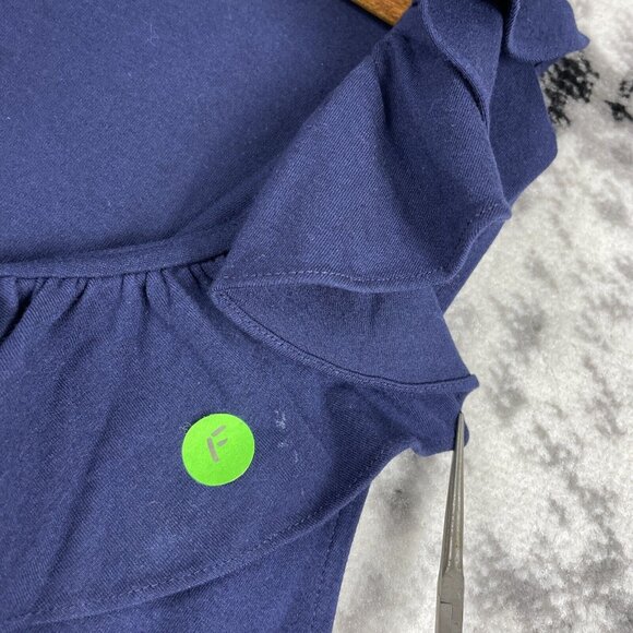 Lauren Ralph Lauren Dress Womens Size Extra Large Blue Ruffle Neck Strech Midi - Picture 4 of 14